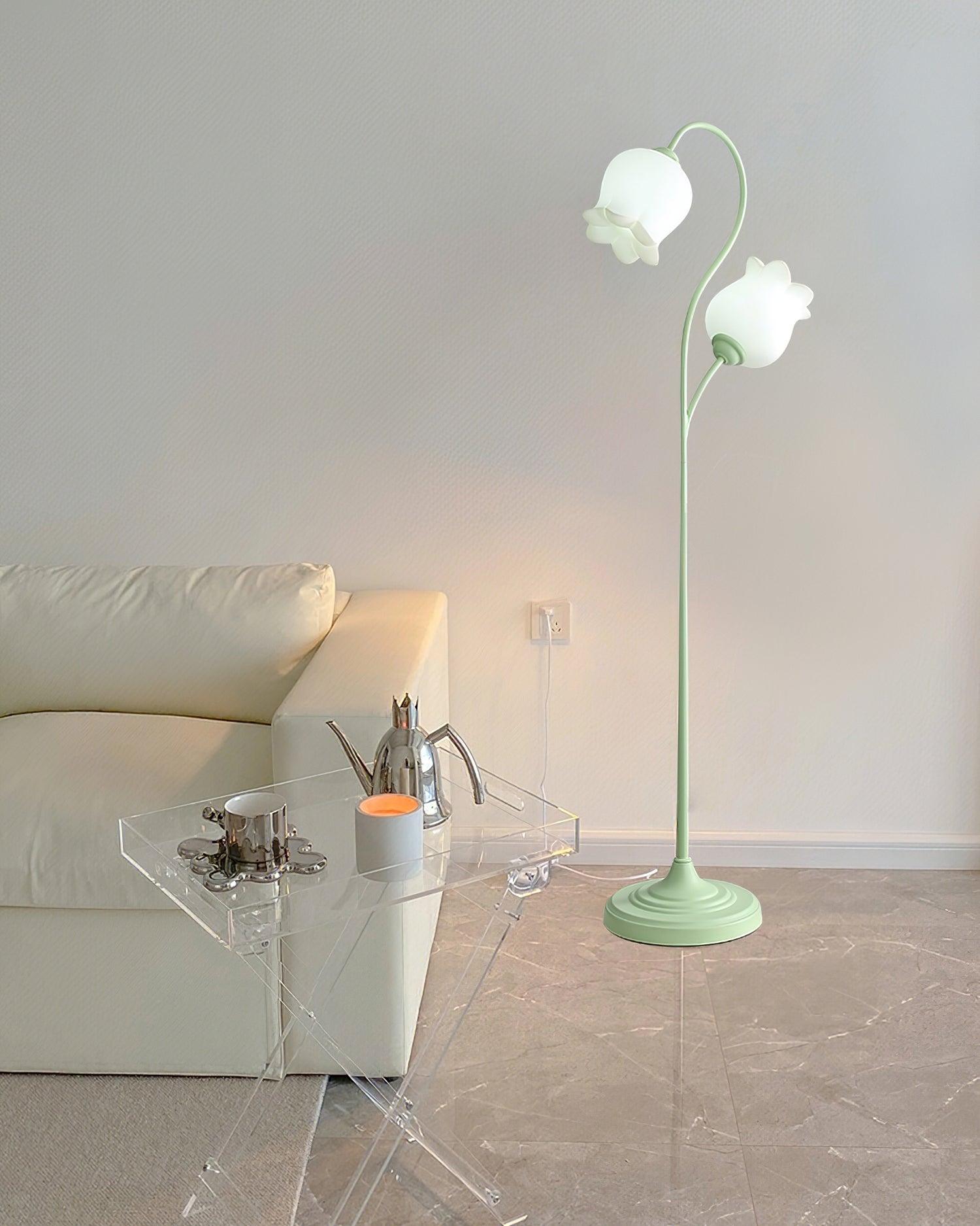 Lilium Lily Flower Torchiere Floor Lamp Vintage Style Standing Light