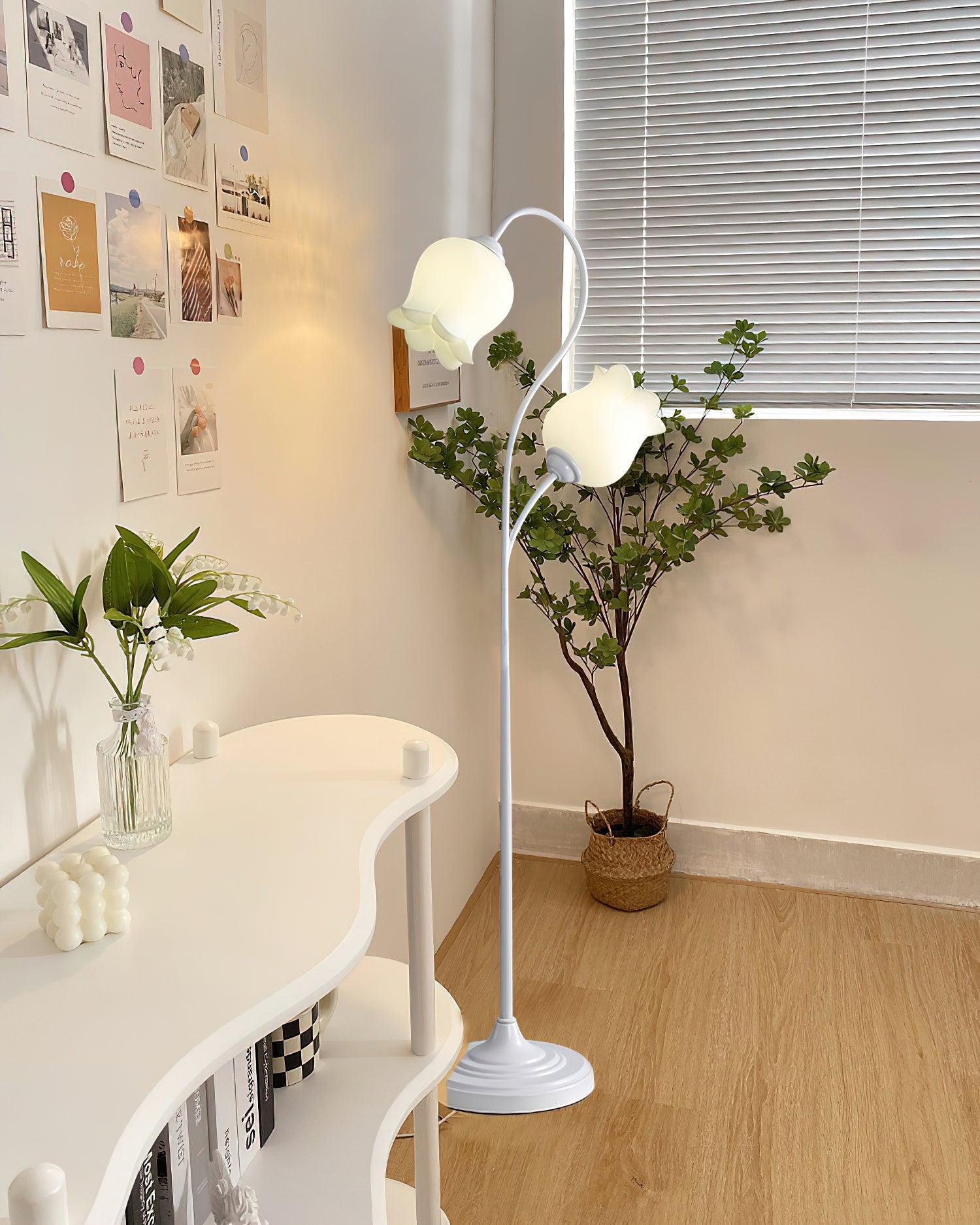 Lilium Lily Flower Torchiere Floor Lamp Vintage Style Standing Light