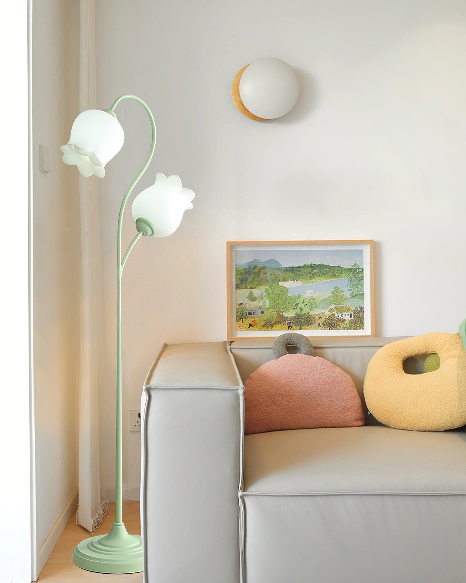 Lilium Lily Flower Torchiere Floor Lamp Vintage Style Standing Light
