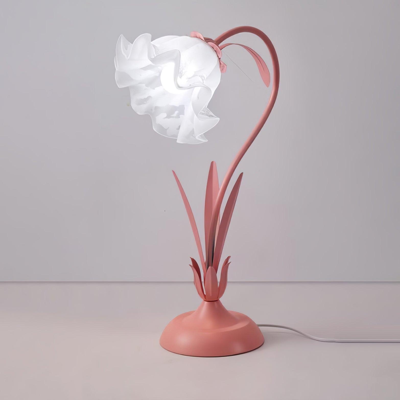 Floral Lily of the Valley Table Lamp Elegant Gold Task Light for Bedroom and Office