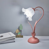 Floral Lily of the Valley Table Lamp Elegant Gold Task Light for Bedroom and Office