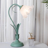 Floral Lily of the Valley Table Lamp Elegant Gold Task Light for Bedroom and Office