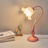 Floral Lily of the Valley Table Lamp Elegant Gold Task Light for Bedroom and Office
