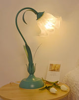 Floral Lily of the Valley Table Lamp Elegant Gold Task Light for Bedroom and Office