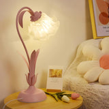 Floral Lily of the Valley Table Lamp Elegant Gold Task Light for Bedroom and Office