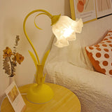 Floral Lily of the Valley Table Lamp Elegant Gold Task Light for Bedroom and Office
