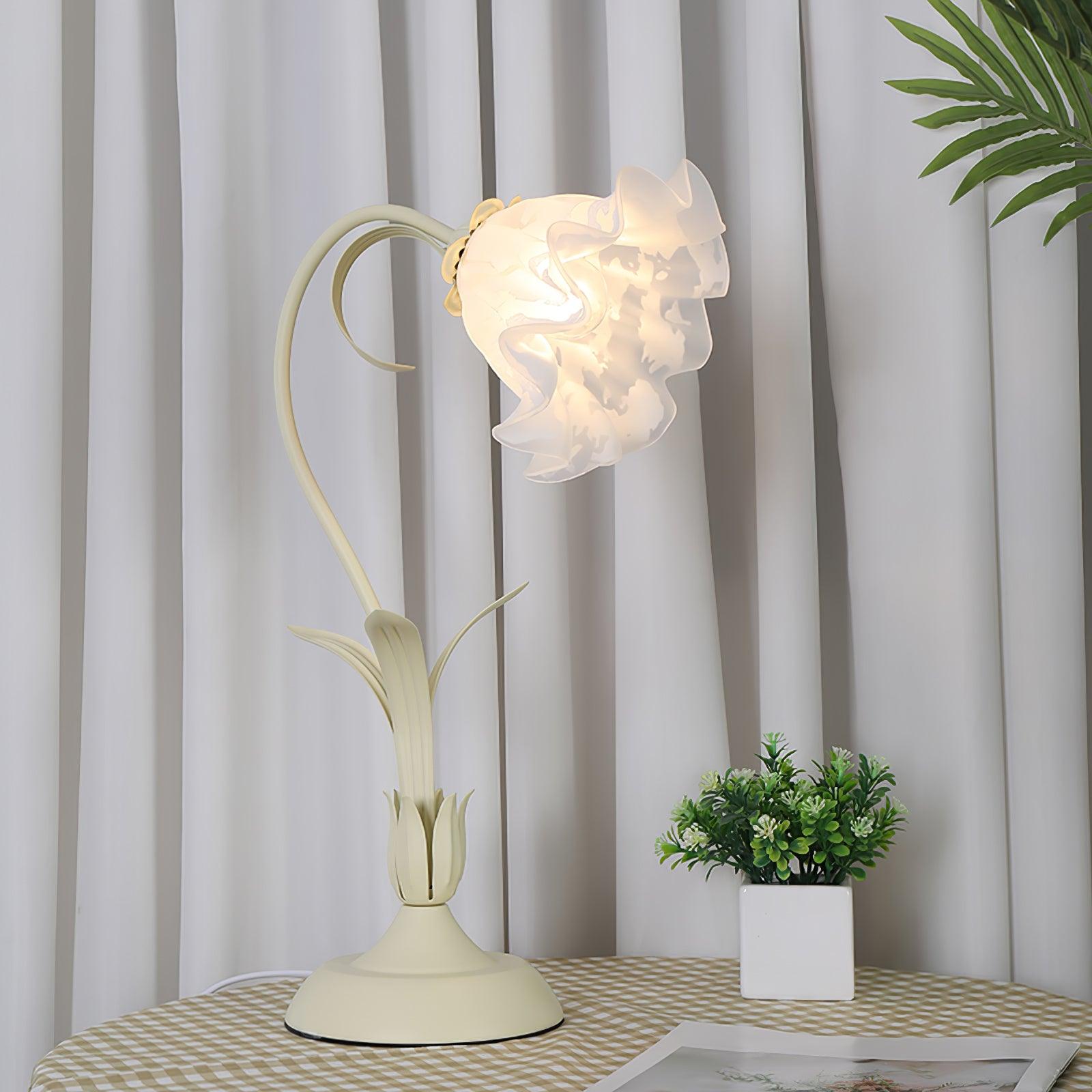 Floral Lily of the Valley Table Lamp Elegant Gold Task Light for Bedroom and Office