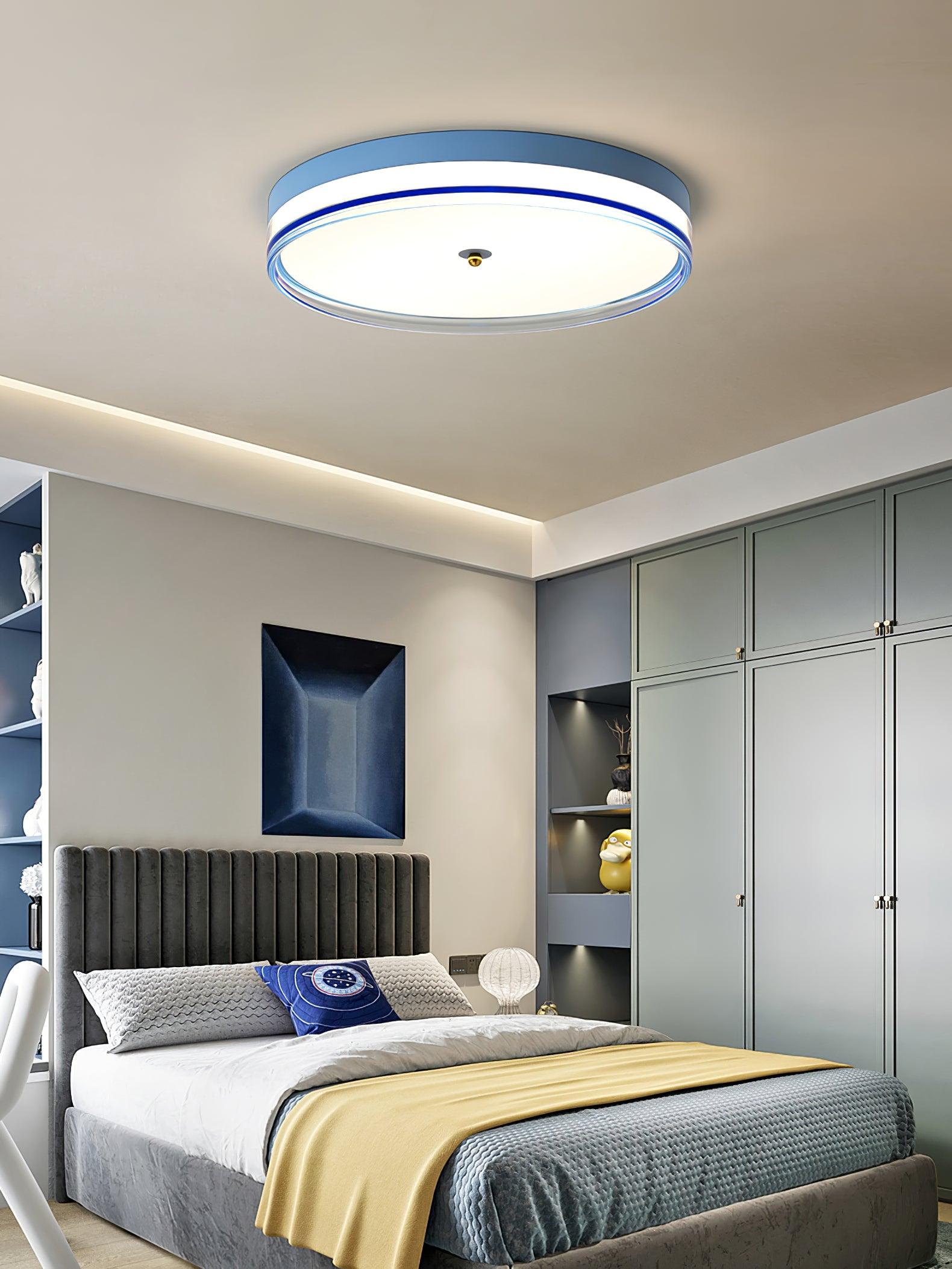 Modern Scandinavian Round LED Ceiling Light with Acrylic Frame and Three Color Modes