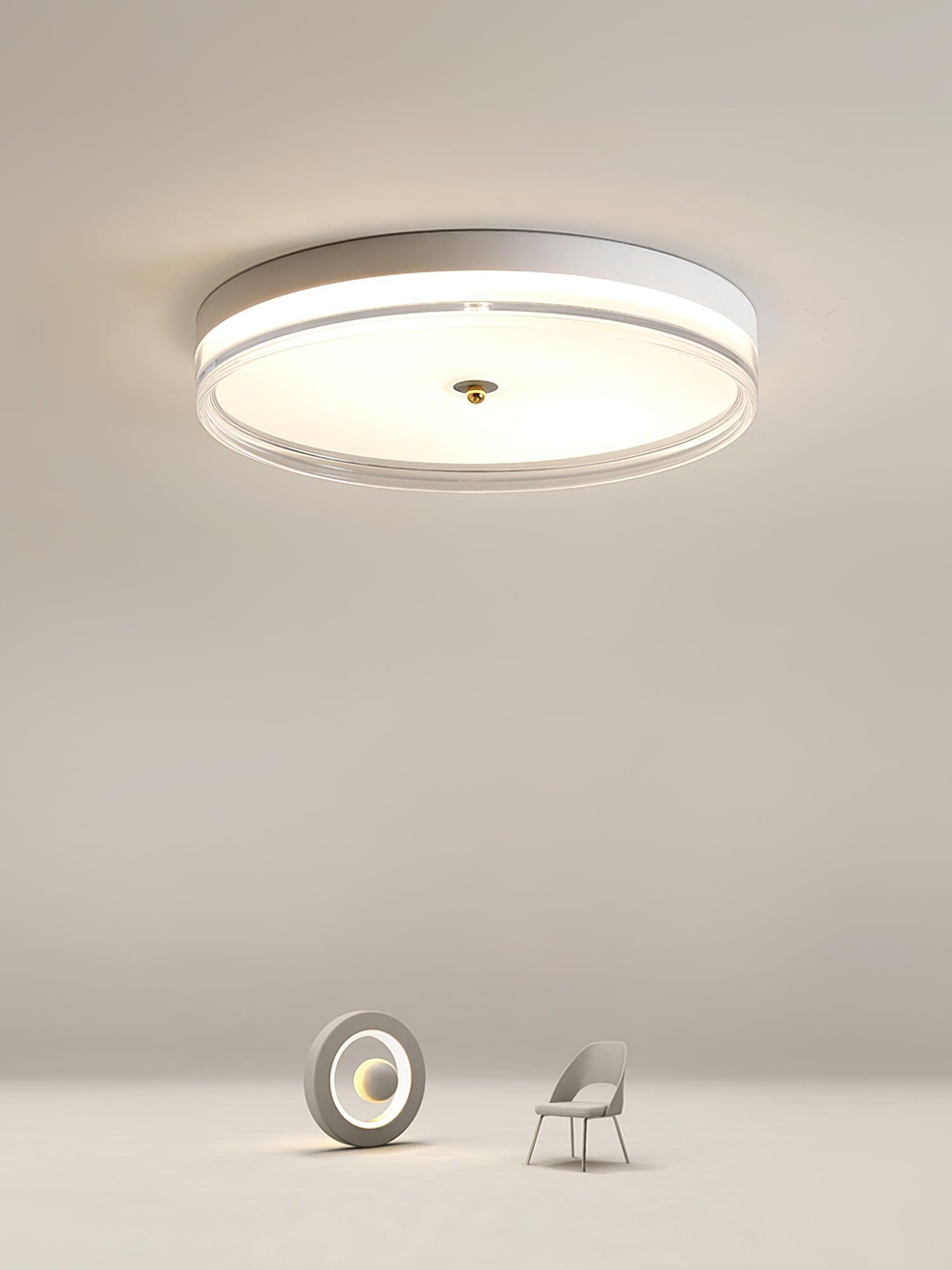 Modern Scandinavian Round LED Ceiling Light with Acrylic Frame and Three Color Modes