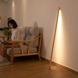 Tall Minimalist Wood LED Floor Lamp Slim Vertical Standing Light with Remote Control