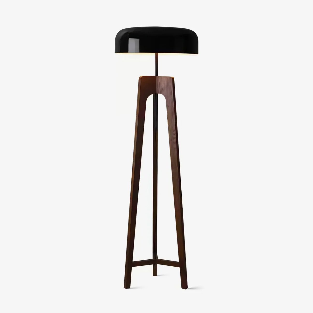 Modern Walnut Wood Floor Lamp with Elegant Black Fabric Shade for Contemporary Living Spaces