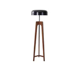 Modern Walnut Wood Floor Lamp with Elegant Black Fabric Shade for Contemporary Living Spaces