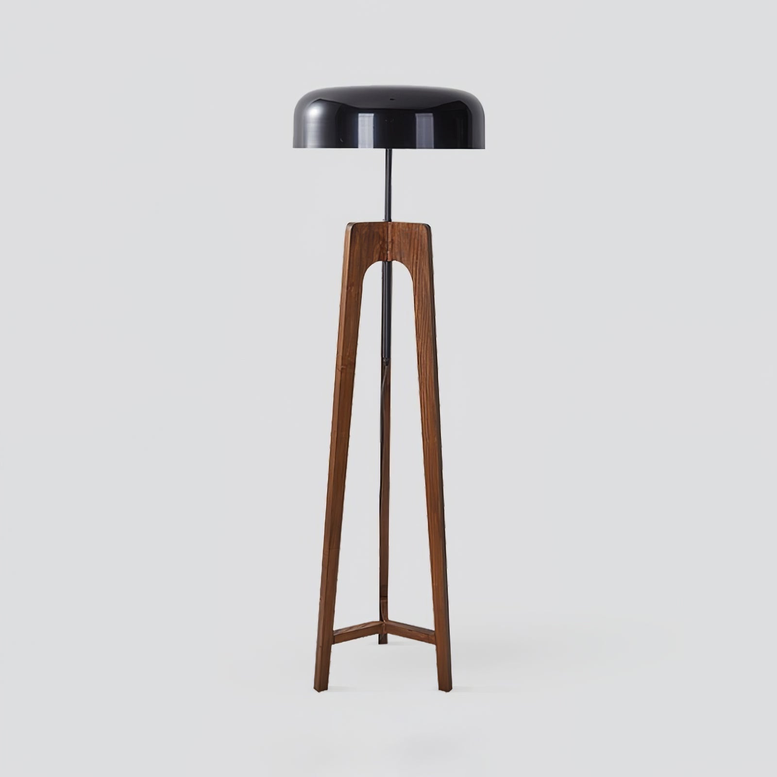 Modern Walnut Wood Floor Lamp with Elegant Black Fabric Shade for Contemporary Living Spaces