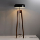 Modern Walnut Wood Floor Lamp with Elegant Black Fabric Shade for Contemporary Living Spaces