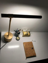 Modern Linear Wood LED Desk Lamp Slim Minimalist Office Task Lighting