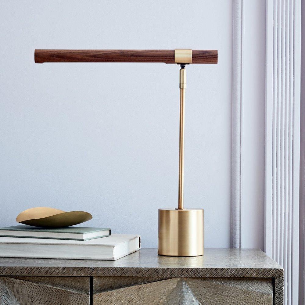 Modern Linear Wood LED Desk Lamp Slim Minimalist Office Task Lighting