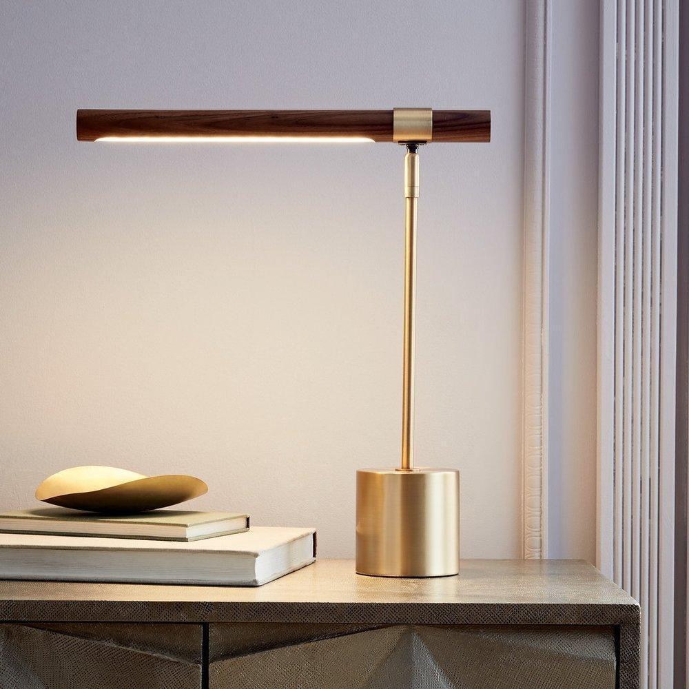 Modern Linear Wood LED Desk Lamp Slim Minimalist Office Task Lighting