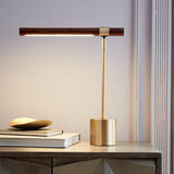 Modern Linear Wood LED Desk Lamp Slim Minimalist Office Task Lighting