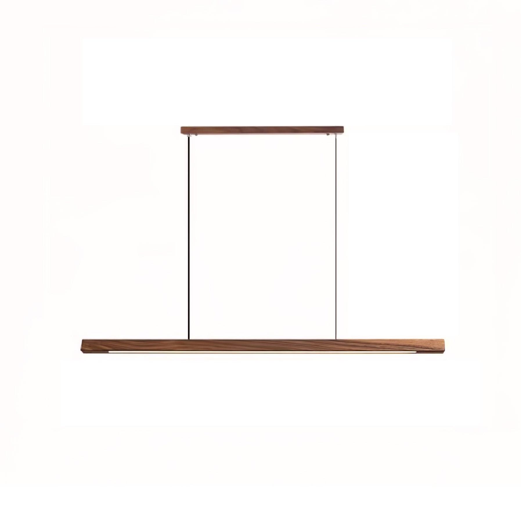 Modern Walnut Linear LED Pendant Light Minimalist Wood Hanging Chandelier for Dining Room