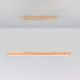 Modern Walnut Linear LED Pendant Light Minimalist Wood Hanging Chandelier for Dining Room