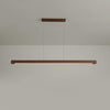 Modern Walnut Linear LED Pendant Light Minimalist Wood Hanging Chandelier for Dining Room