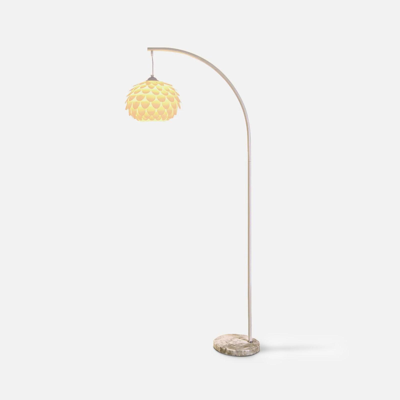 Linterna Modern Arch Floor Lamp with White Marble Base and Acrylic Lantern Shade