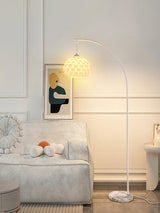 Linterna Modern Arch Floor Lamp with White Marble Base and Acrylic Lantern Shade