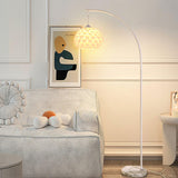 Linterna Modern Arch Floor Lamp with White Marble Base and Acrylic Lantern Shade