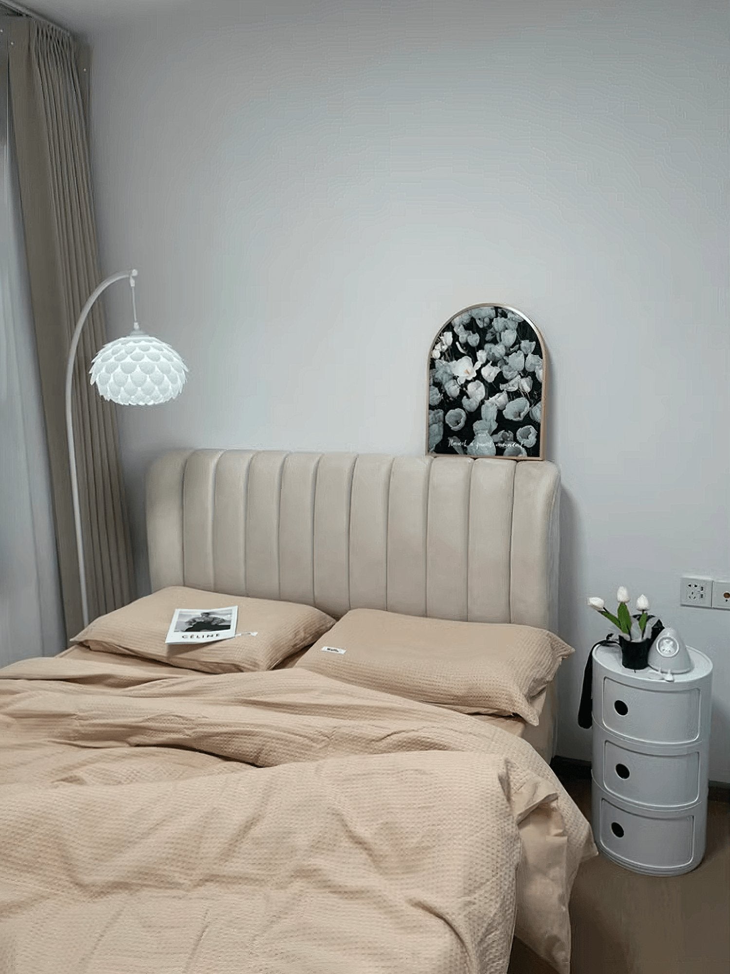 Linterna Modern Arch Floor Lamp with White Marble Base and Acrylic Lantern Shade
