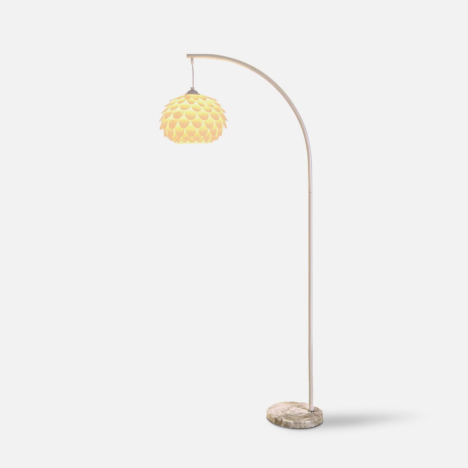 Linterna Modern Arch Floor Lamp with White Marble Base and Acrylic Lantern Shade
