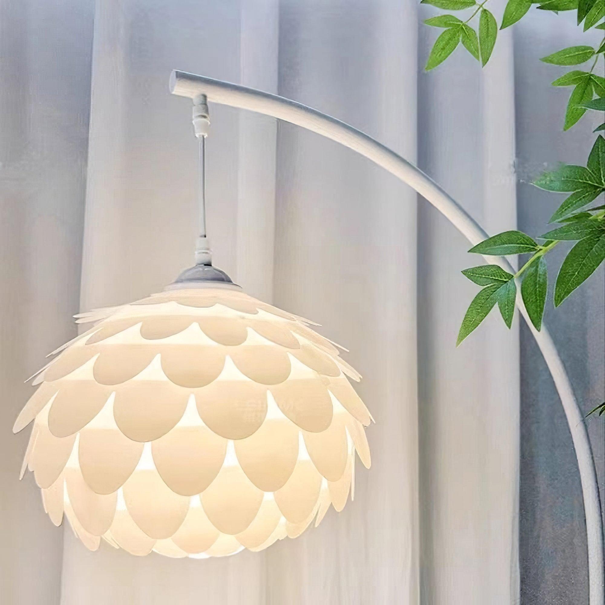 Linterna Modern Arch Floor Lamp with White Marble Base and Acrylic Lantern Shade