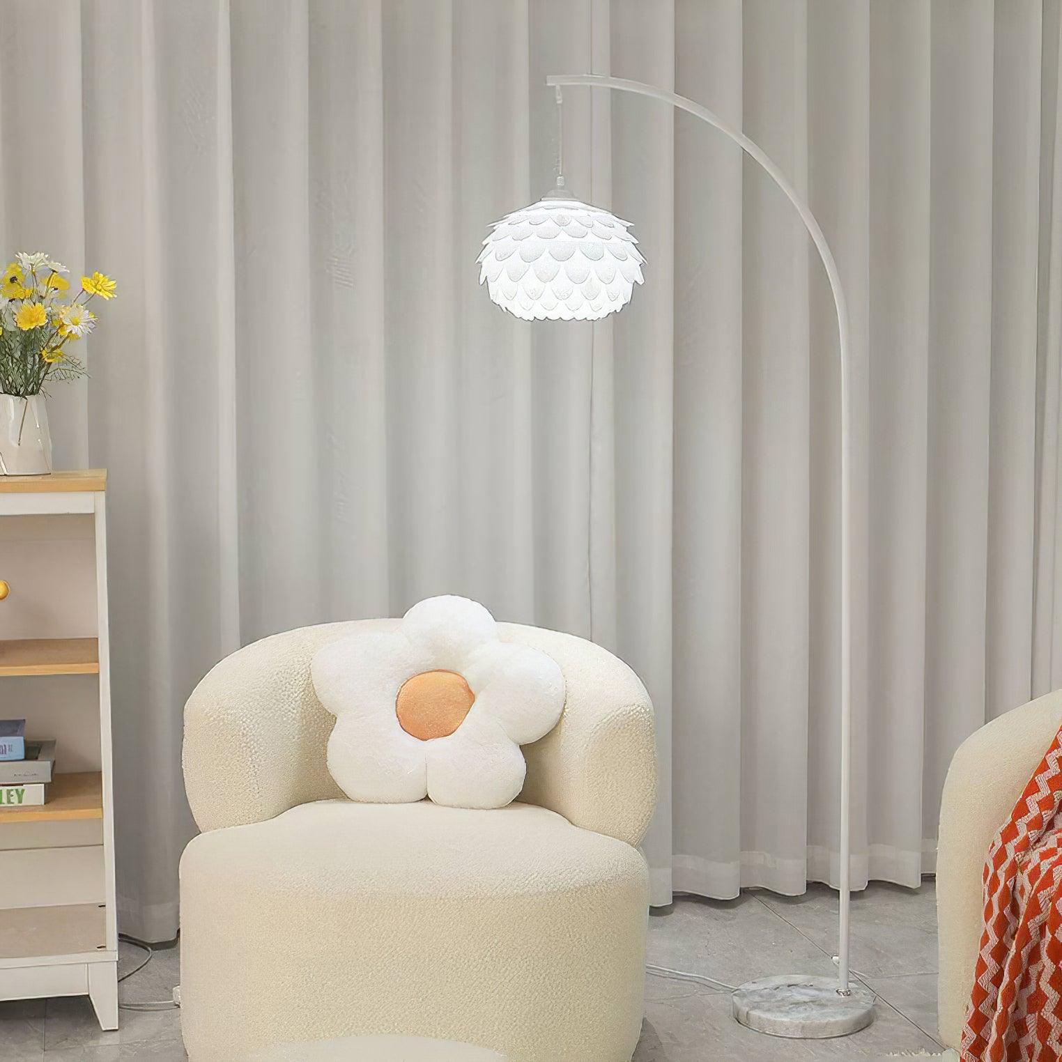 Linterna Modern Arch Floor Lamp with White Marble Base and Acrylic Lantern Shade