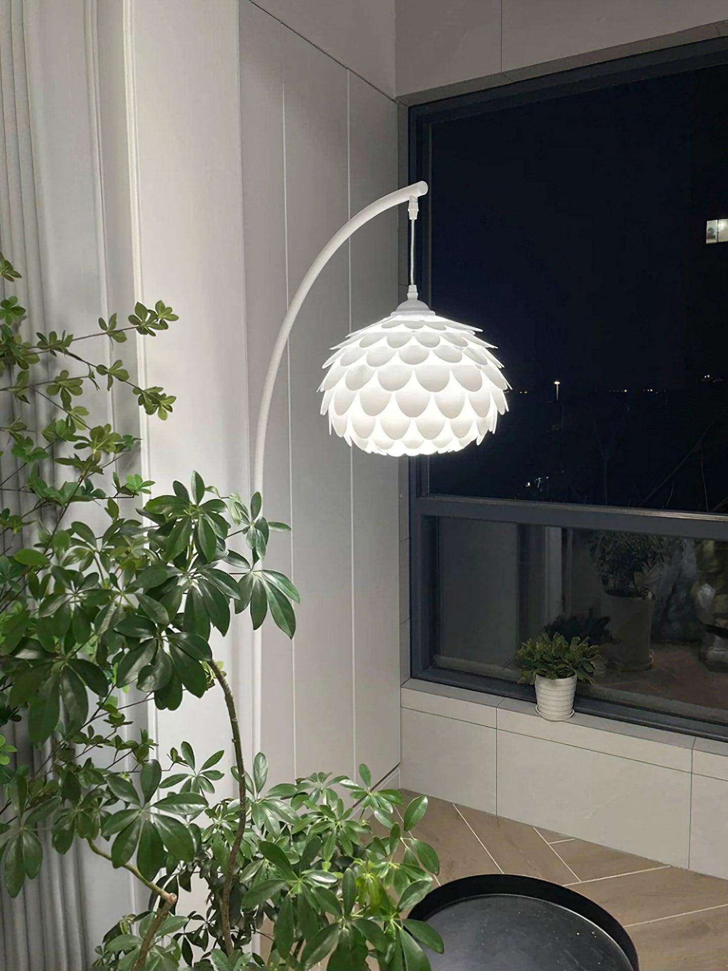Linterna Modern Arch Floor Lamp with White Marble Base and Acrylic Lantern Shade