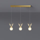 Modern Brass and Crystal Deer Pendant Light Whimsical LED Hanging Lamp for Bedroom