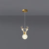 Modern Brass and Crystal Deer Pendant Light Whimsical LED Hanging Lamp for Bedroom