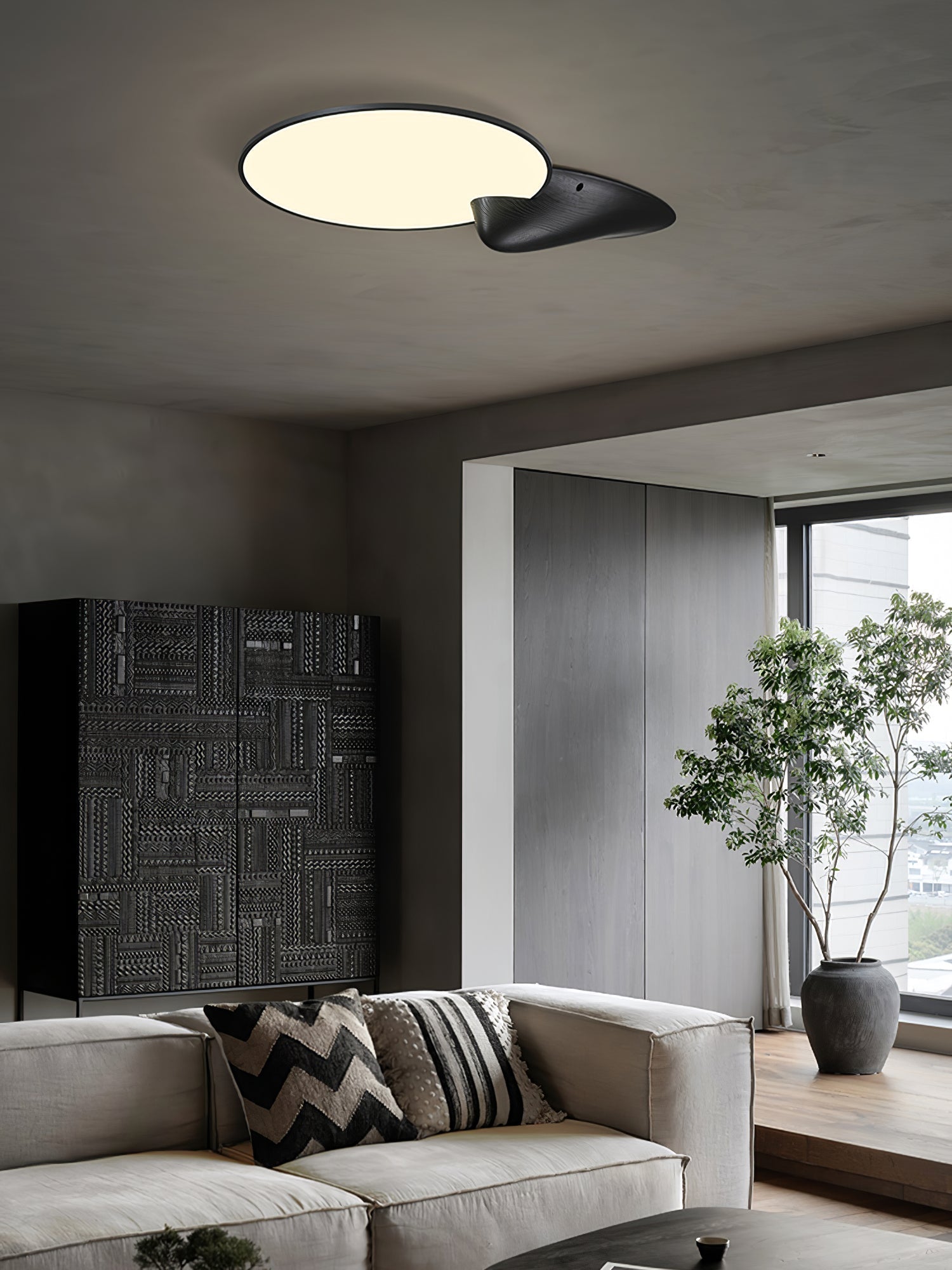 Lone Peak Modern Wood Flush Mount LED Ceiling Light Fixture for Bedroom and Living Room