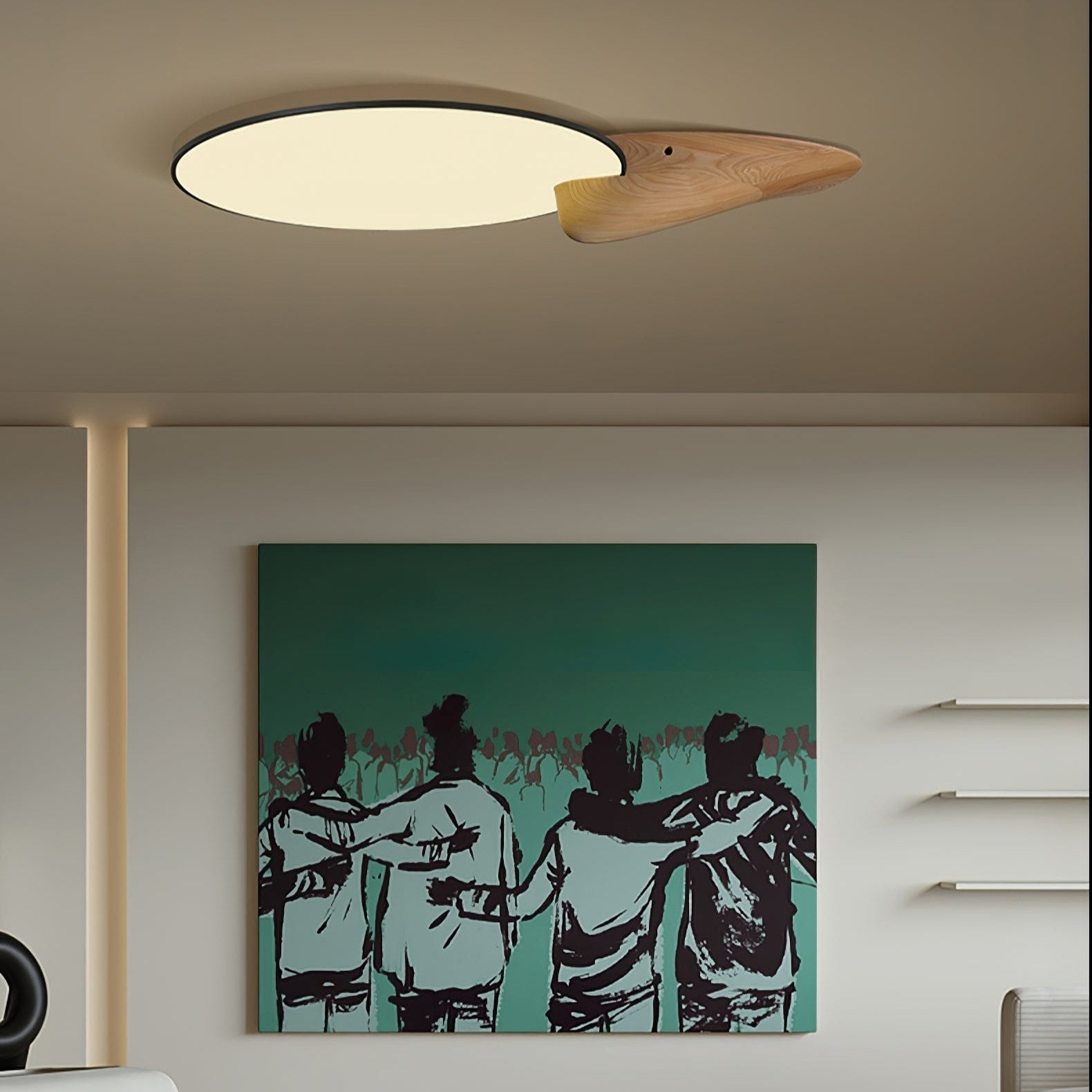 Lone Peak Modern Wood Flush Mount LED Ceiling Light Fixture for Bedroom and Living Room
