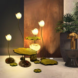 Elegant Lotus Resin Floor Lamp Floral Decorative Standing Light for Living Room