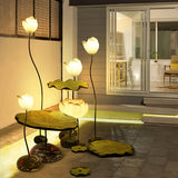Elegant Lotus Resin Floor Lamp Floral Decorative Standing Light for Living Room