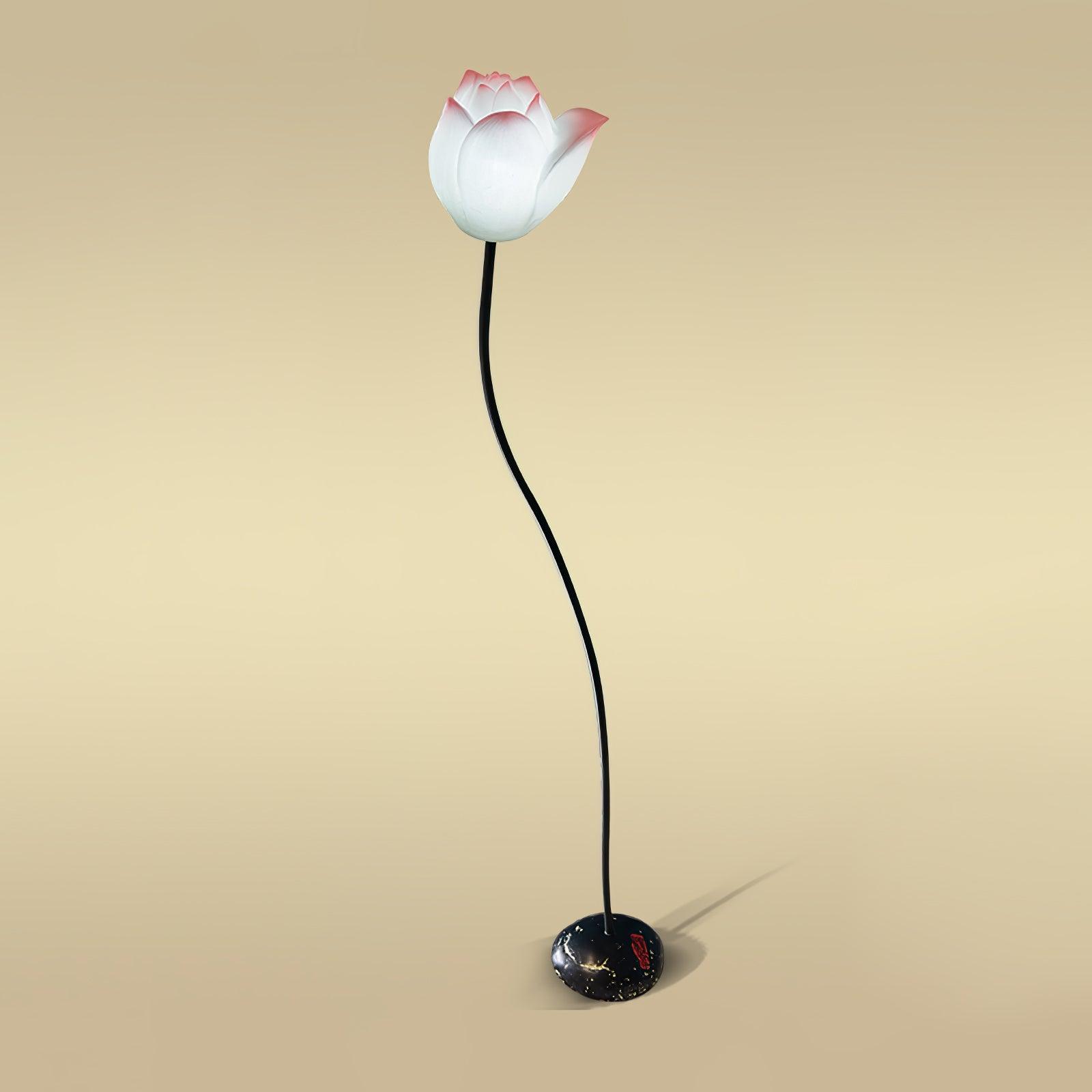 Elegant Lotus Resin Floor Lamp Floral Decorative Standing Light for Living Room