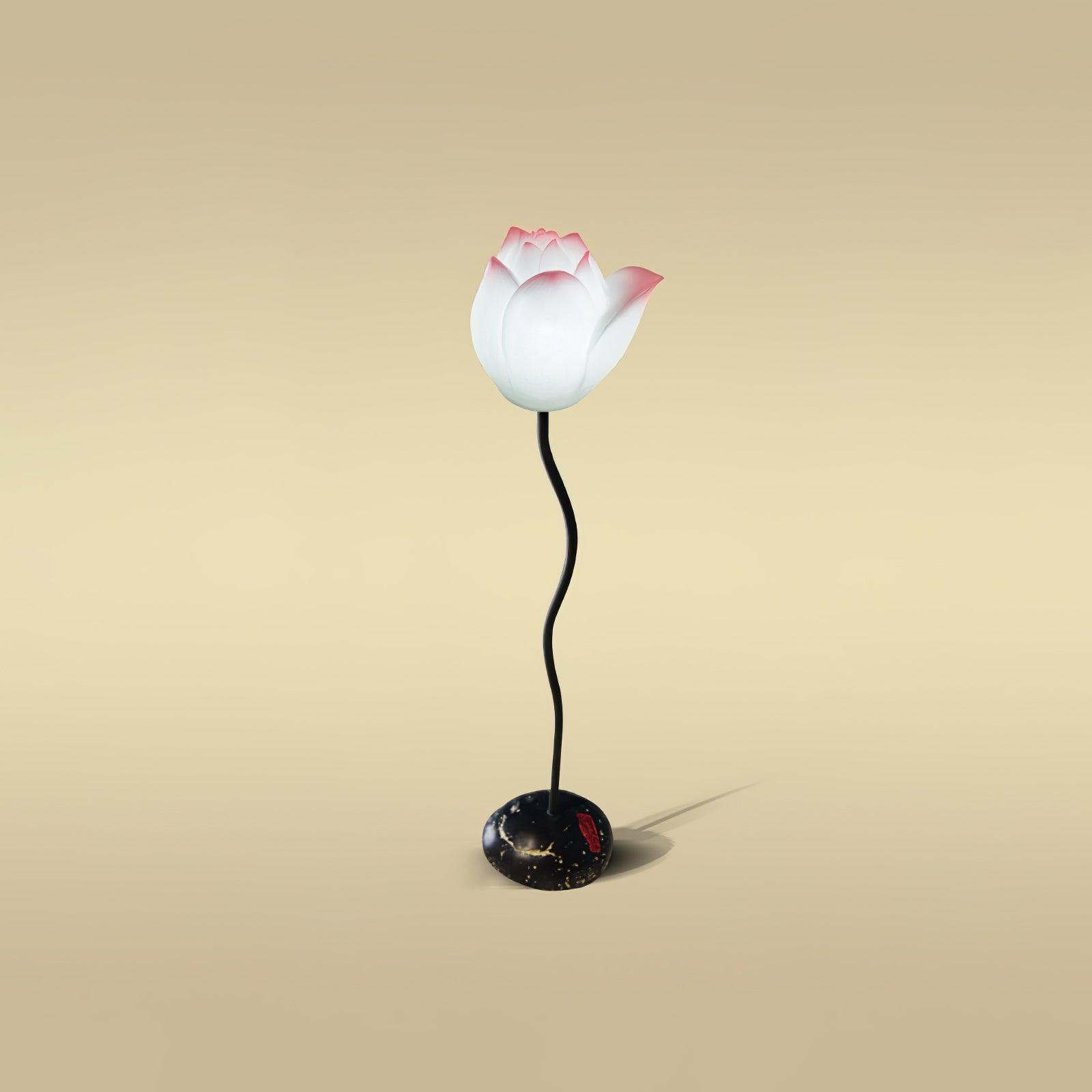 Elegant Lotus Resin Floor Lamp Floral Decorative Standing Light for Living Room