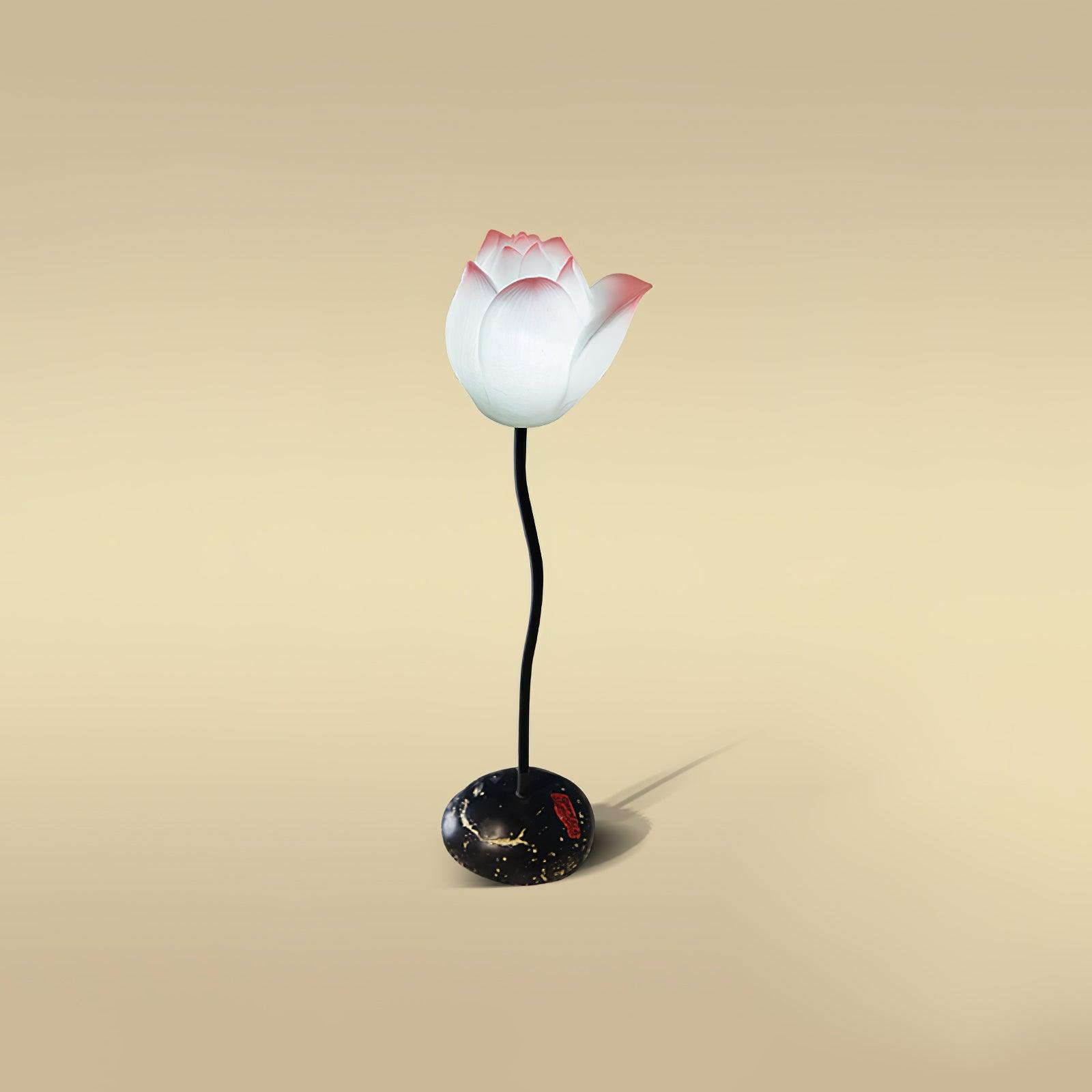 Elegant Lotus Resin Floor Lamp Floral Decorative Standing Light for Living Room