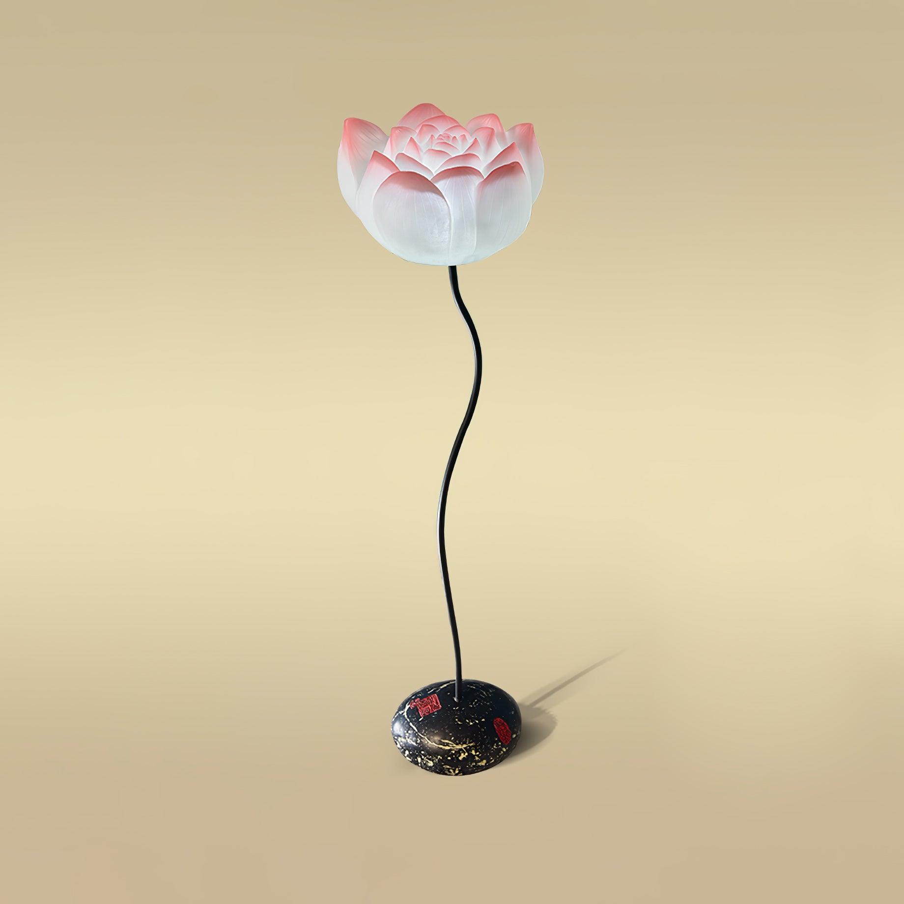 Elegant Lotus Resin Floor Lamp Floral Decorative Standing Light for Living Room