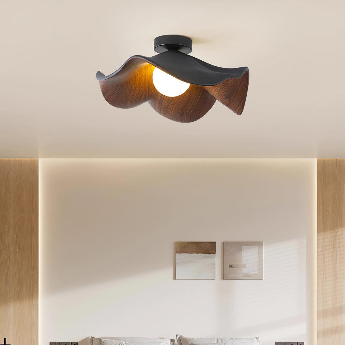 Elegant Resin Lotus Leaf Ceiling Lamp for Modern Interior Design and Ambient Home Lighting