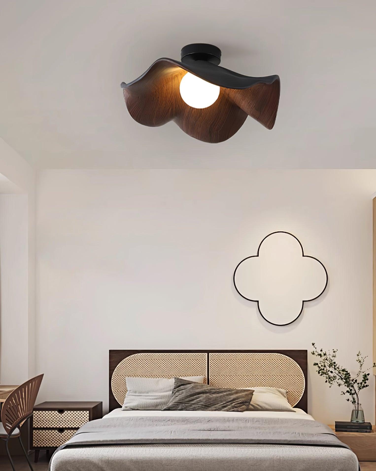 Elegant Resin Lotus Leaf Ceiling Lamp for Modern Interior Design and Ambient Home Lighting