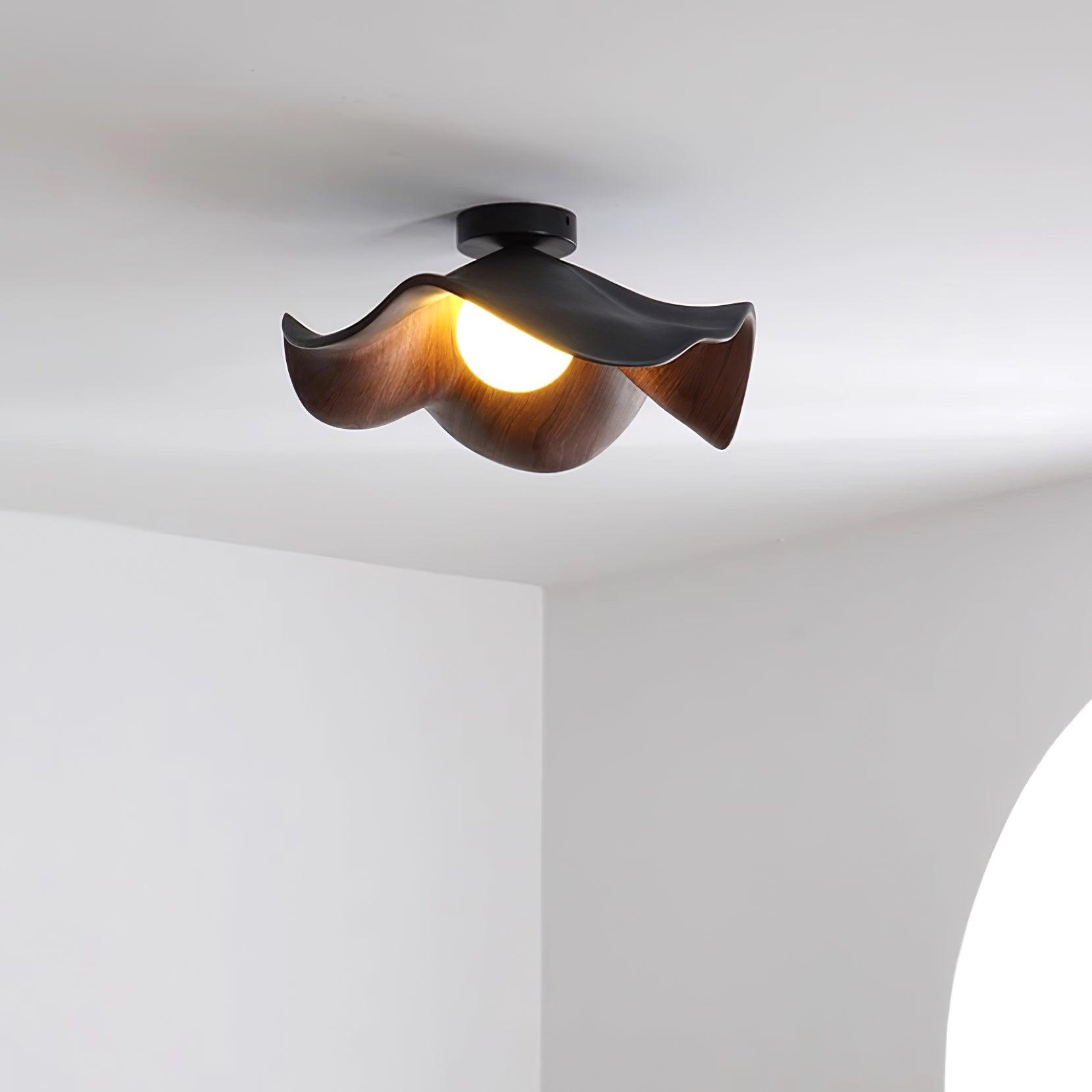 Elegant Resin Lotus Leaf Ceiling Lamp for Modern Interior Design and Ambient Home Lighting