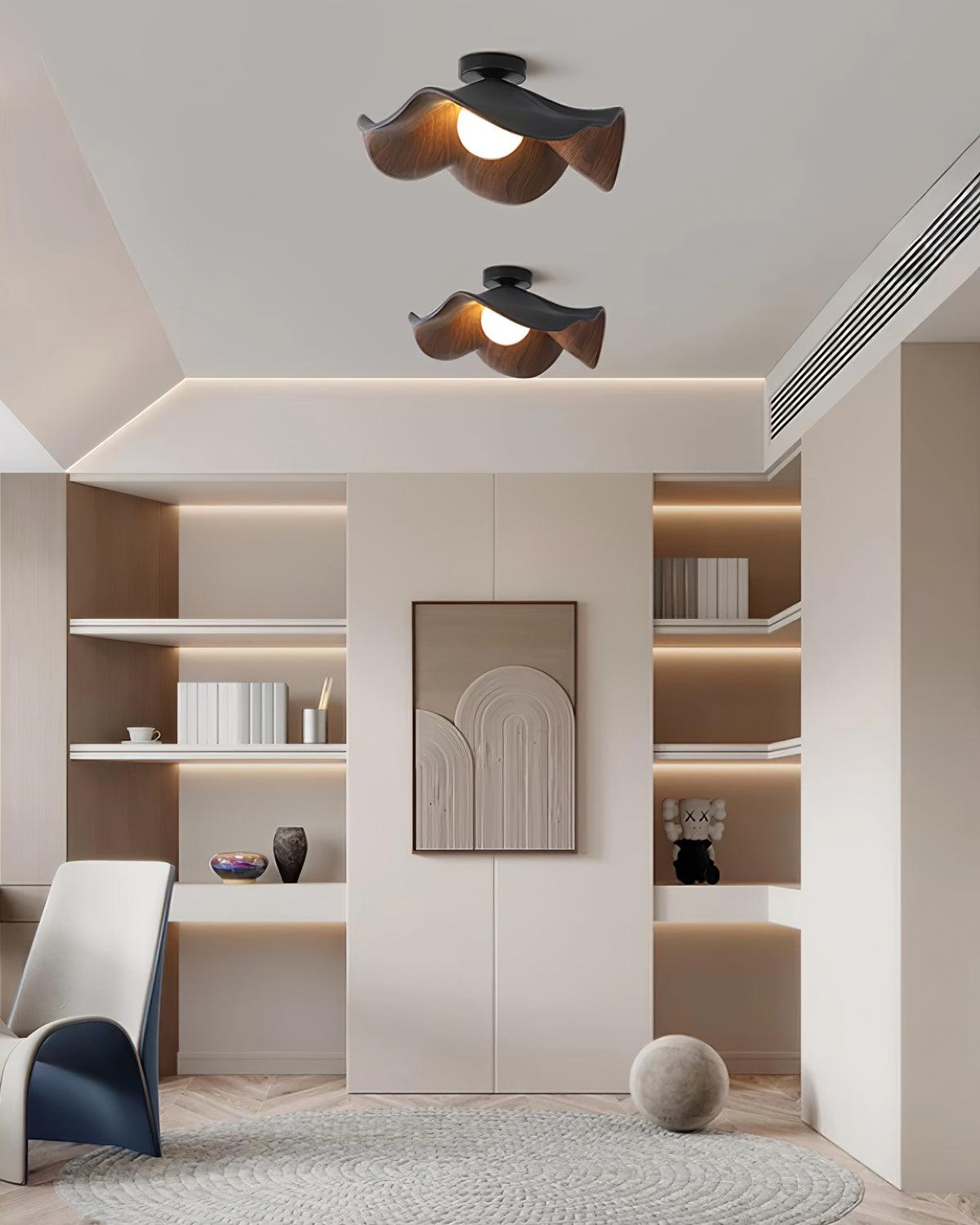Elegant Resin Lotus Leaf Ceiling Lamp for Modern Interior Design and Ambient Home Lighting