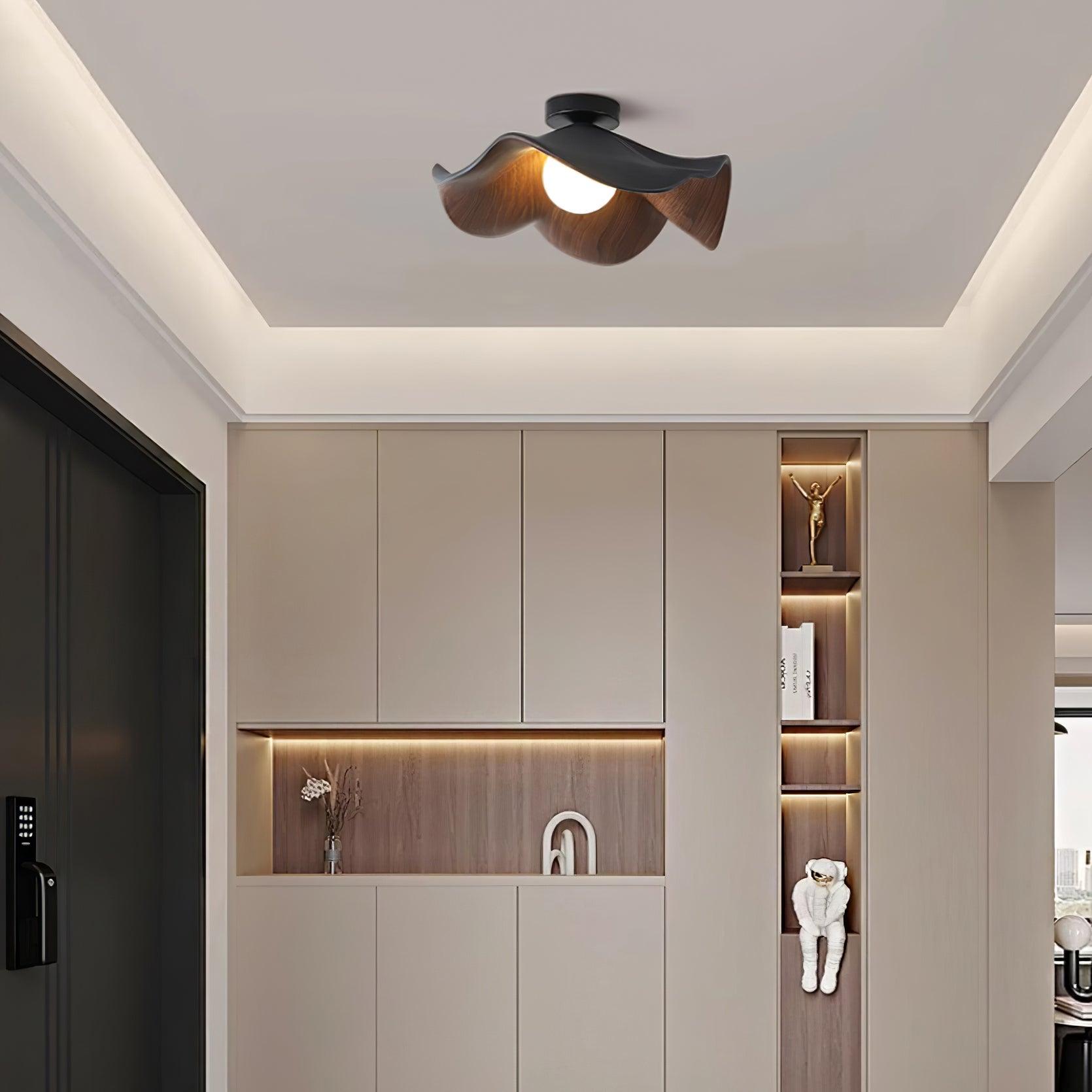 Elegant Resin Lotus Leaf Ceiling Lamp for Modern Interior Design and Ambient Home Lighting