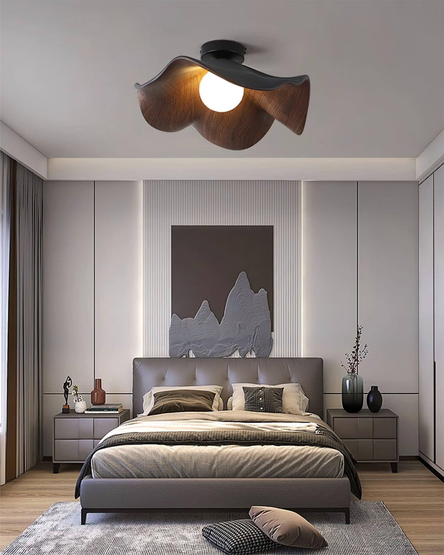 Elegant Resin Lotus Leaf Ceiling Lamp for Modern Interior Design and Ambient Home Lighting