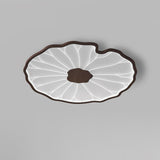 Modern Lotus Leaf Acrylic LED Ceiling Light Wood Grain Finish Flush Mount Lamp for Living Room